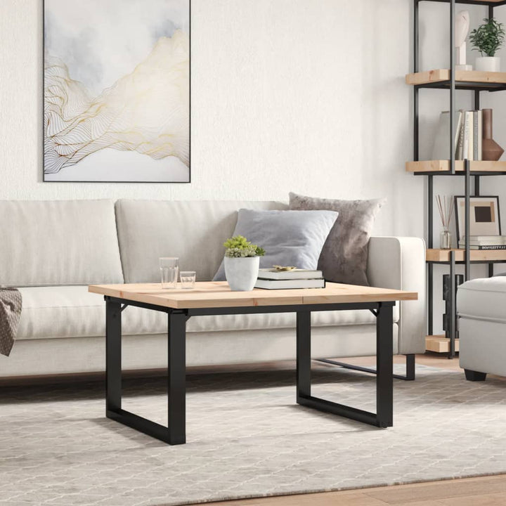sofabord 90x90x45,5 cm O-stel massivt fyrretræ og stål