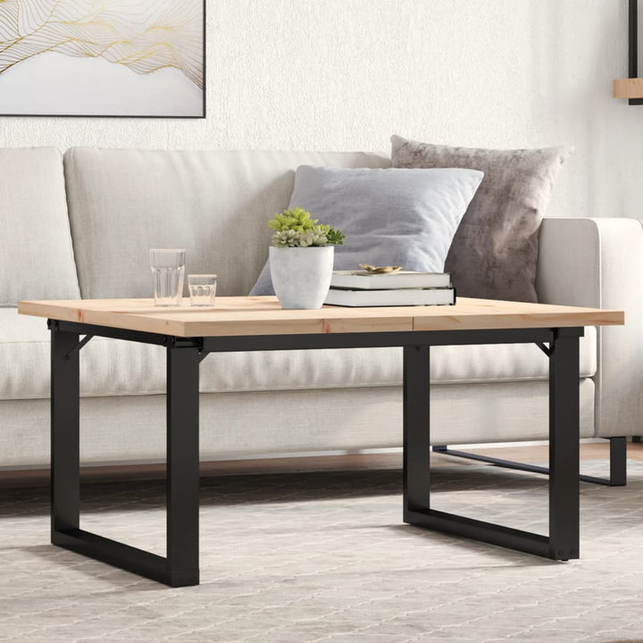 sofabord 90x90x45,5 cm O-stel massivt fyrretræ og stål