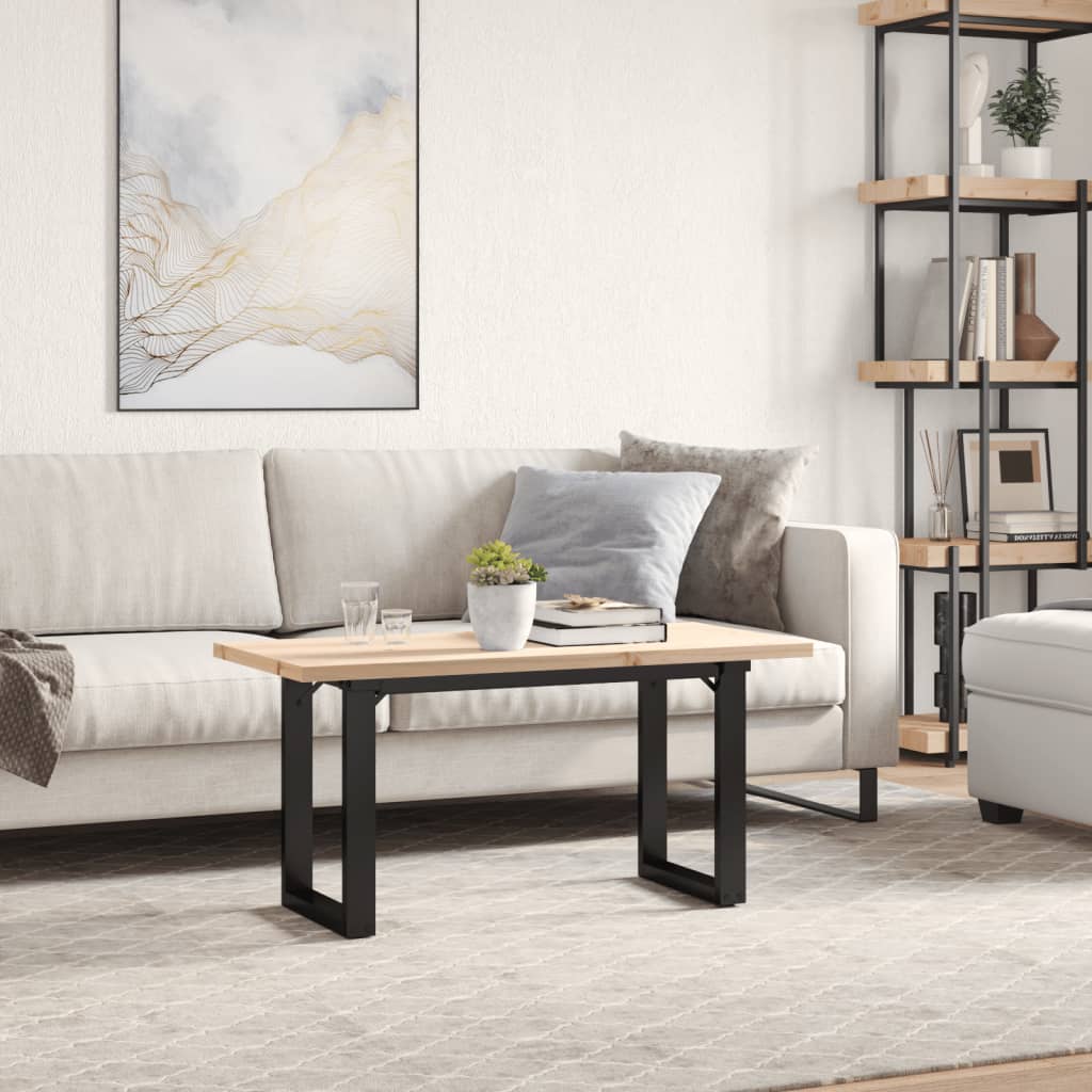 sofabord 100x50x45,5 cm O-stel massivt fyrretræ og stål