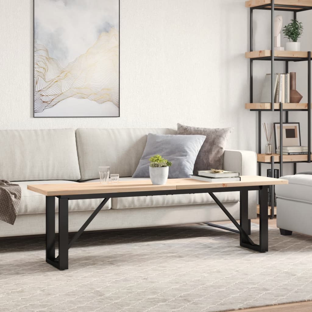 sofabord 160x40x45,5 cm O-stel massivt fyrretræ og stål
