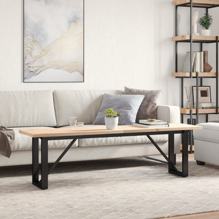 sofabord 160x40x45,5 cm O-stel massivt fyrretræ og stål
