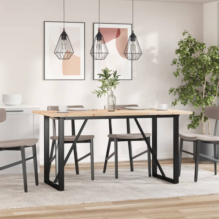 spisebord 140x80x75,5 cm O-stel massivt fyrretræ og stål