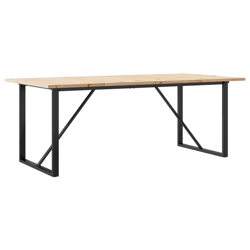 spisebord 200x100x75,5 cm O-stel massivt fyrretræ og stål