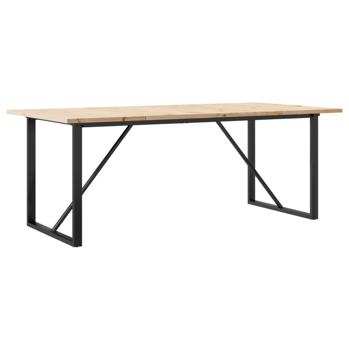 spisebord 200x100x75,5 cm O-stel massivt fyrretræ og stål