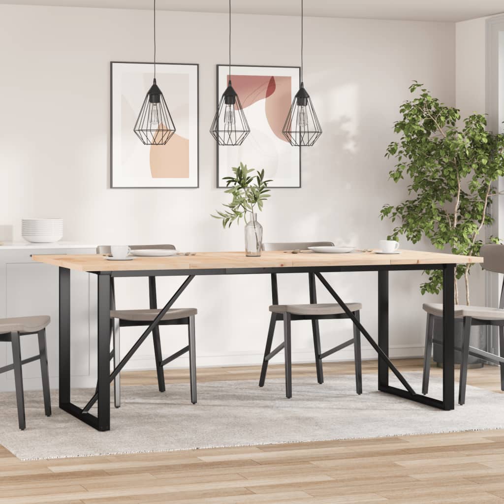 spisebord 200x100x75,5 cm O-stel massivt fyrretræ og stål