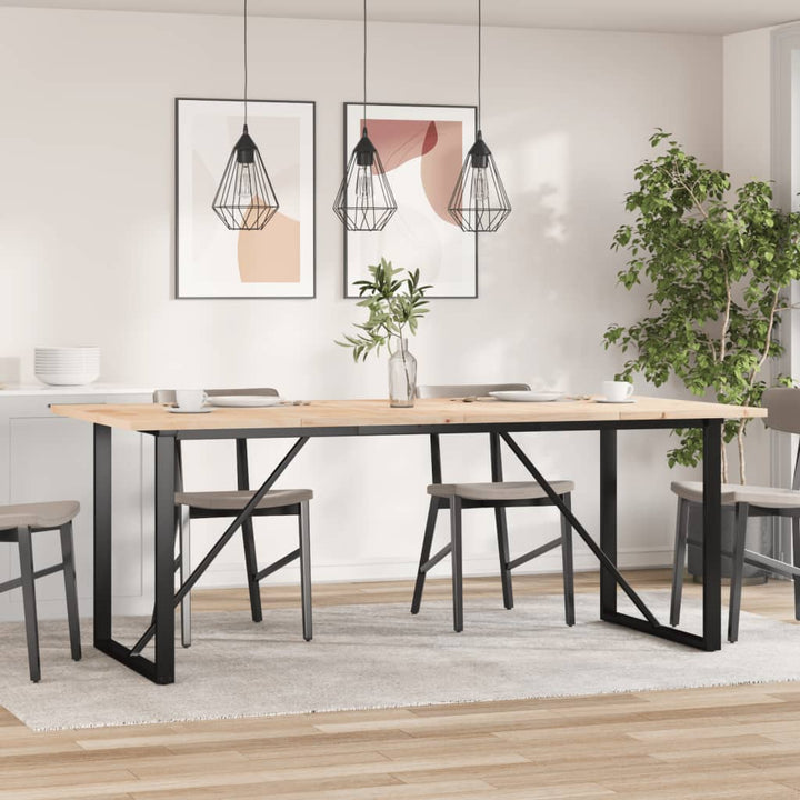 spisebord 200x100x75,5 cm O-stel massivt fyrretræ og stål