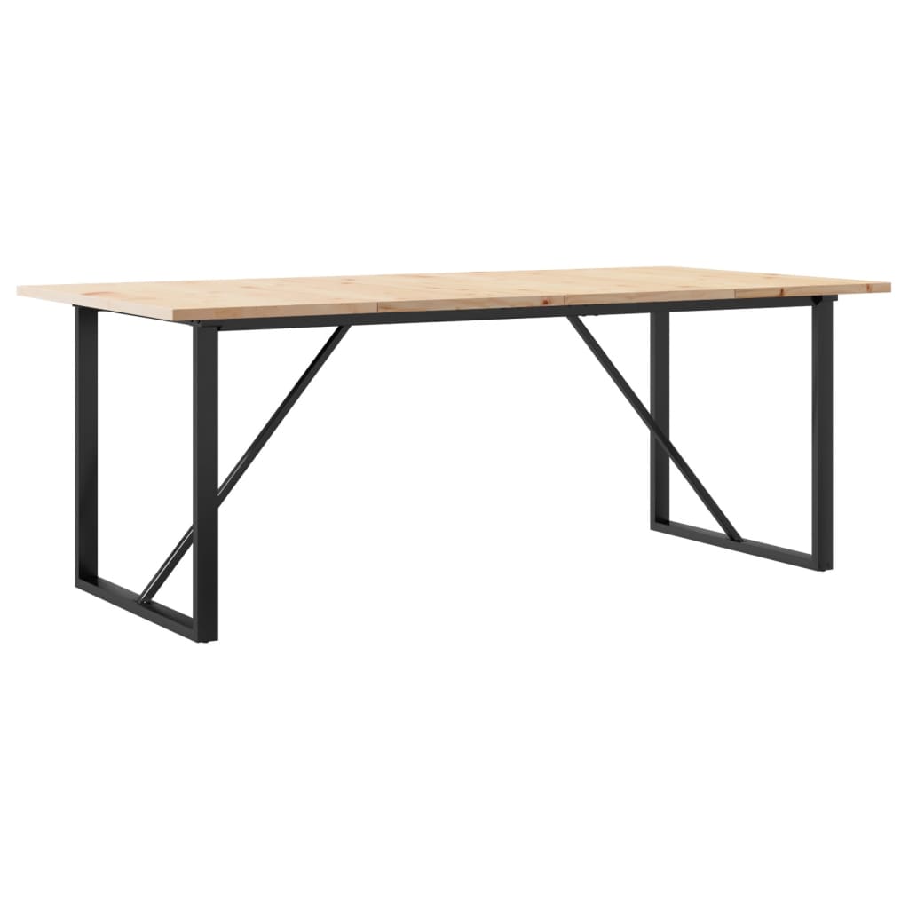 spisebord 200x100x75,5 cm O-stel massivt fyrretræ og stål