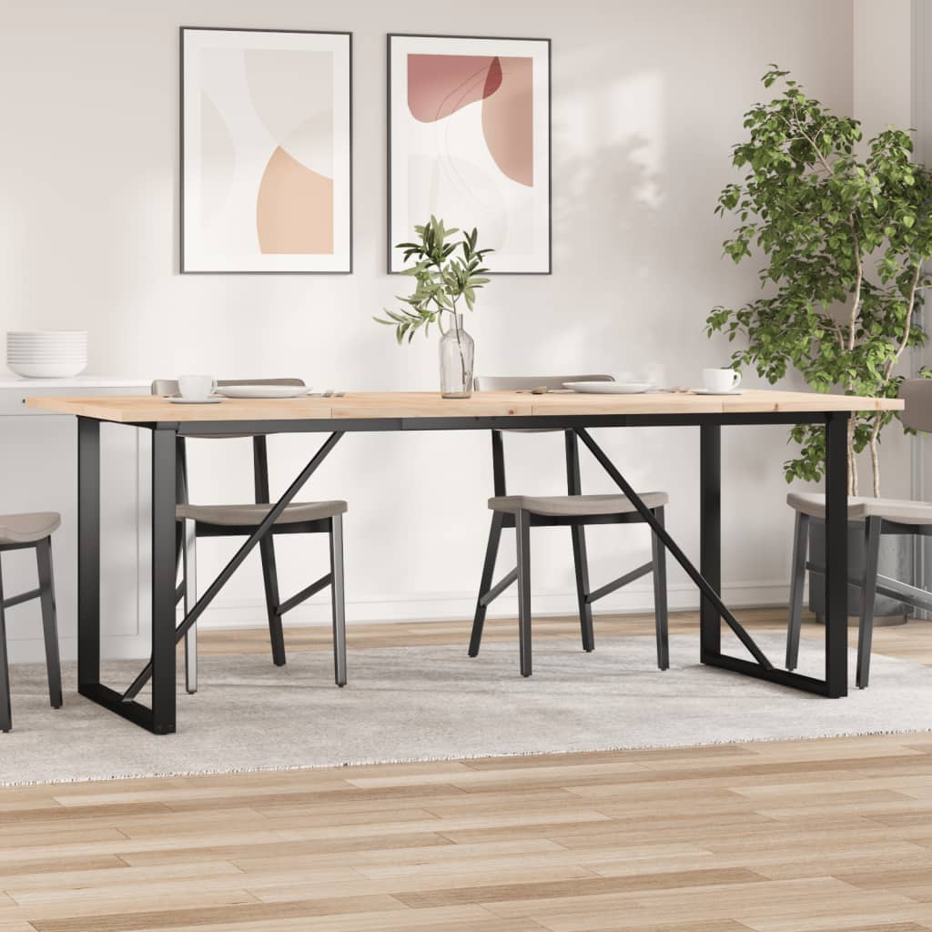 spisebord 200x100x75,5 cm O-stel massivt fyrretræ og stål