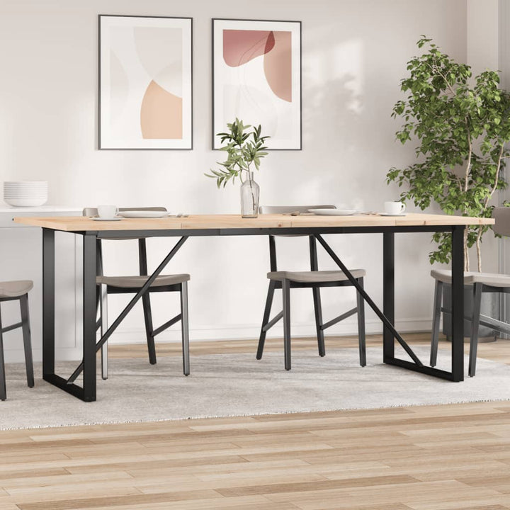 spisebord 200x100x75,5 cm O-stel massivt fyrretræ og stål