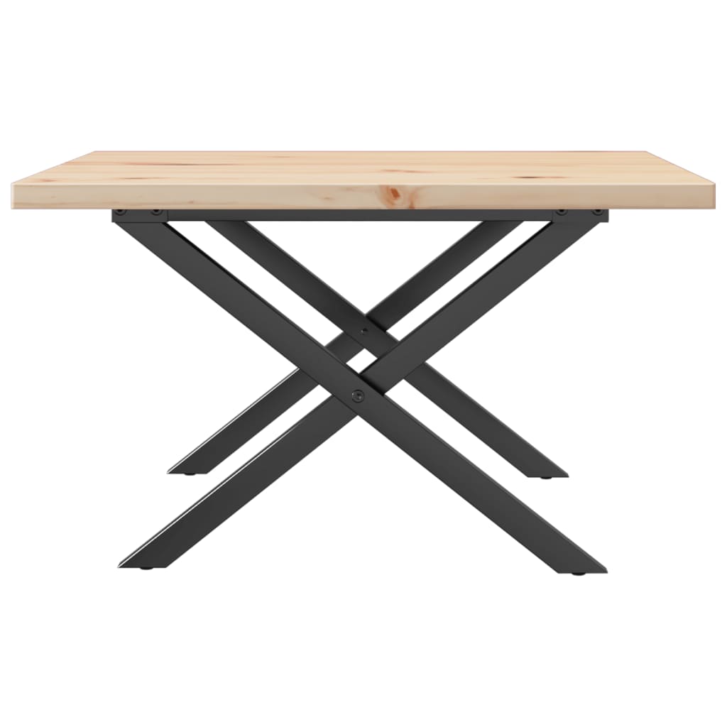 sofabord 60x60x40,5 cm X-stel massivt fyrretræ og stål