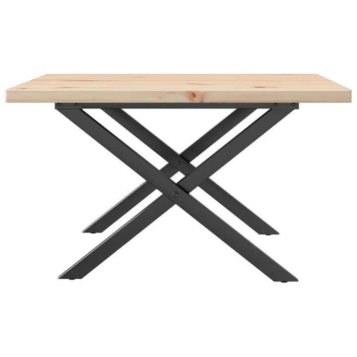 sofabord 60x60x40,5 cm X-stel massivt fyrretræ og stål