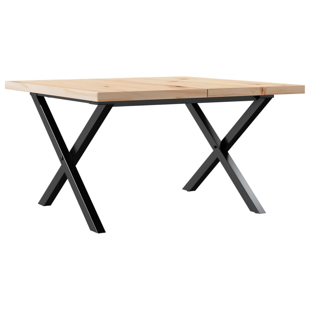 sofabord 60x60x40,5 cm X-stel massivt fyrretræ og stål