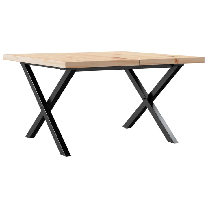 sofabord 60x60x40,5 cm X-stel massivt fyrretræ og stål