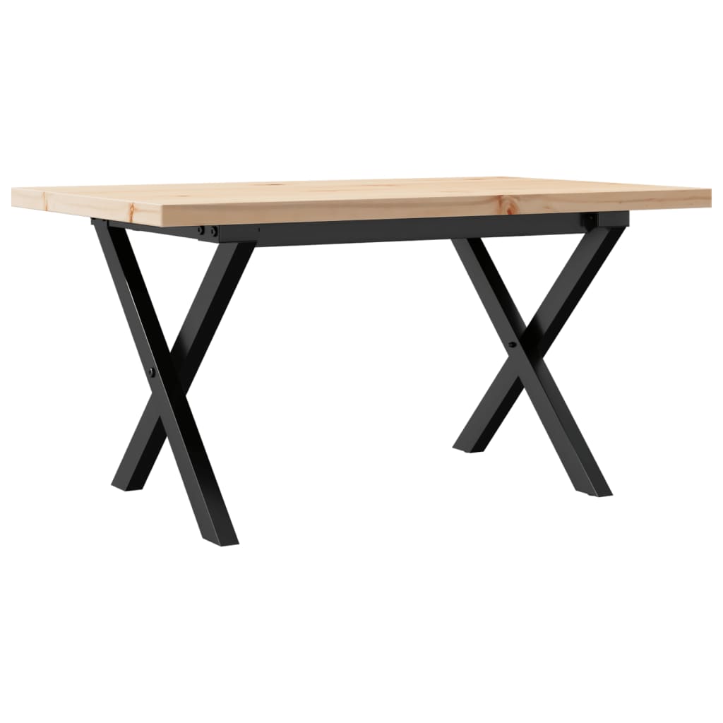 sofabord 80x50x40,5 cm X-stel massivt fyrretræ og stål