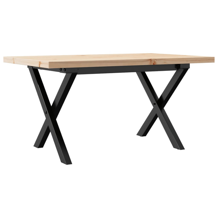 sofabord 80x50x40,5 cm X-stel massivt fyrretræ og stål