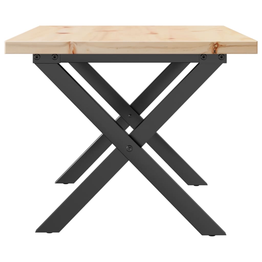 sofabord 80x50x40,5 cm X-stel massivt fyrretræ og stål