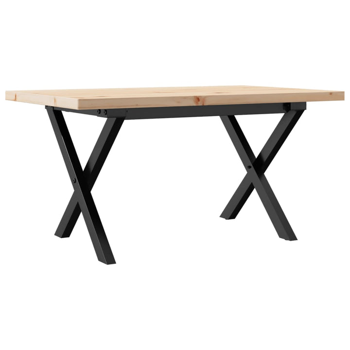sofabord 80x50x40,5 cm X-stel massivt fyrretræ og stål