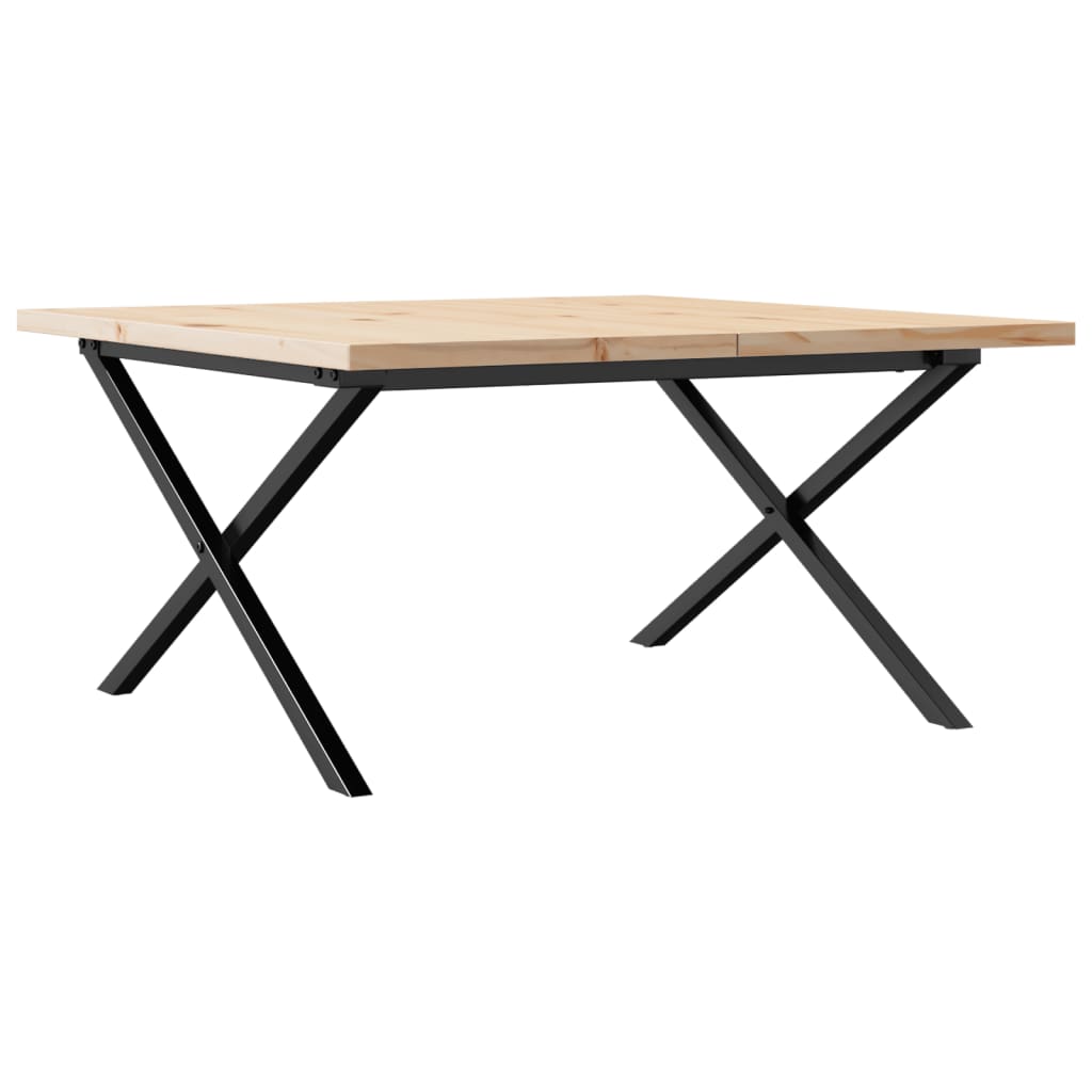 sofabord 80x80x45,5 cm X-stel massivt fyrretræ og stål