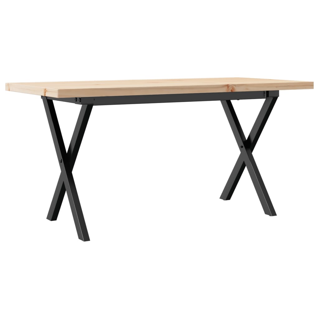 sofabord 90x40x45,5 cm X-stel massivt fyrretræ og stål