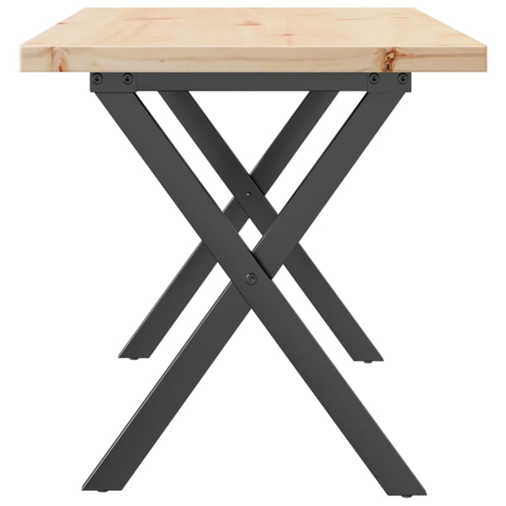 sofabord 90x40x45,5 cm X-stel massivt fyrretræ og stål