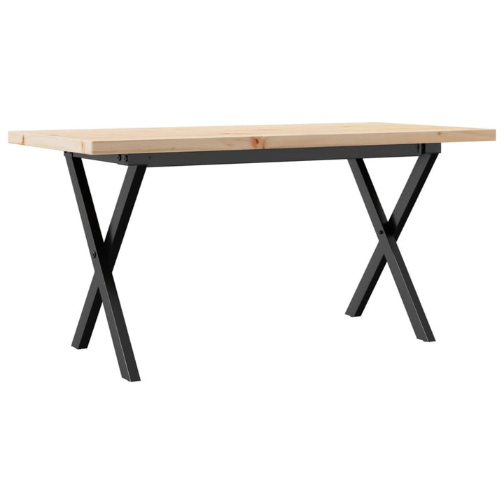 sofabord 90x40x45,5 cm X-stel massivt fyrretræ og stål