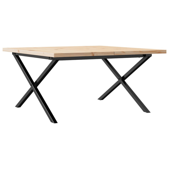sofabord 90x90x45,5 cm X-stel massivt fyrretræ og stål
