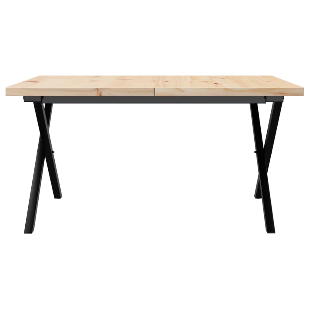 sofabord 90x90x45,5 cm X-stel massivt fyrretræ og stål