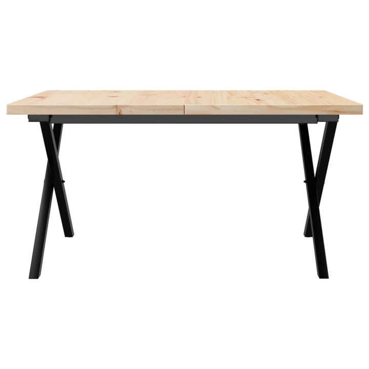 sofabord 90x90x45,5 cm X-stel massivt fyrretræ og stål