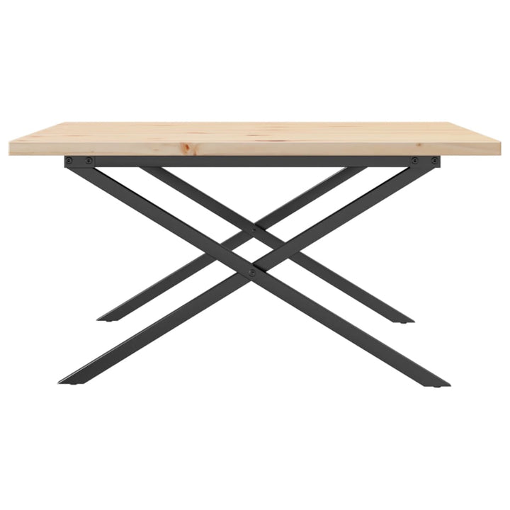 sofabord 90x90x45,5 cm X-stel massivt fyrretræ og stål