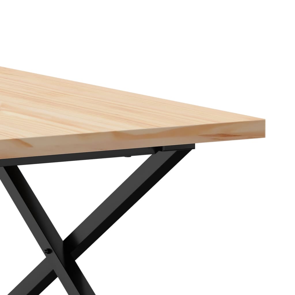 sofabord 90x90x45,5 cm X-stel massivt fyrretræ og stål