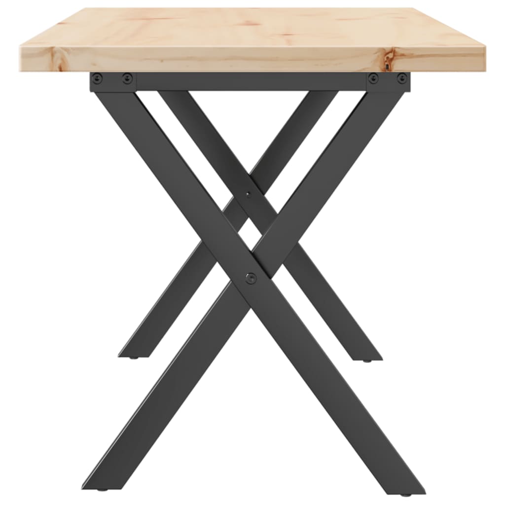 sofabord 100x50x45,5 cm X-stel massivt fyrretræ og stål