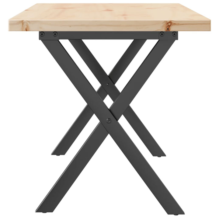 sofabord 100x50x45,5 cm X-stel massivt fyrretræ og stål