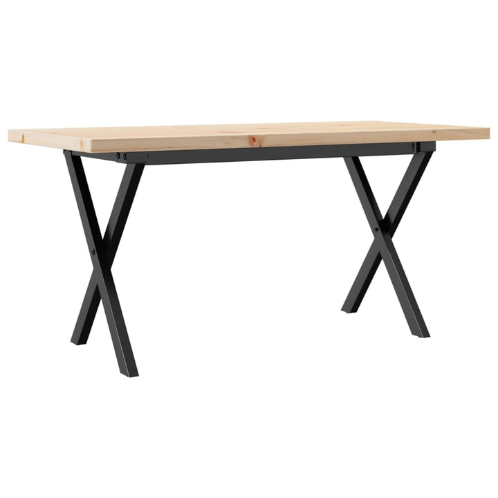 sofabord 100x50x45,5 cm X-stel massivt fyrretræ og stål
