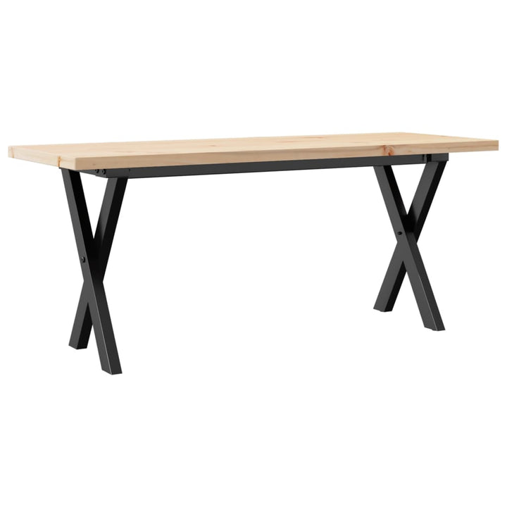 sofabord 110x40x45,5 cm X-stel massivt fyrretræ og stål