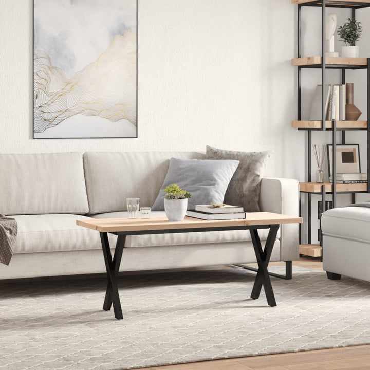 sofabord 110x40x45,5 cm X-stel massivt fyrretræ og stål