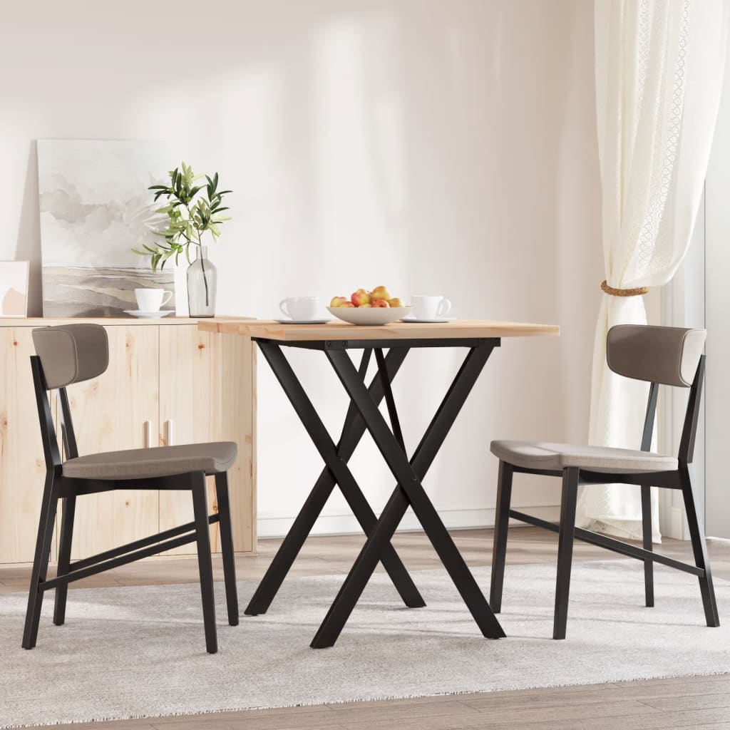 spisebord 70x70x75,5 cm X-stel massivt fyrretræ og stål