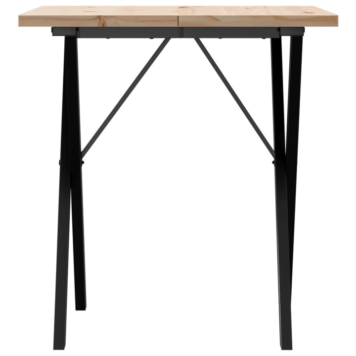 spisebord 70x70x75,5 cm X-stel massivt fyrretræ og stål