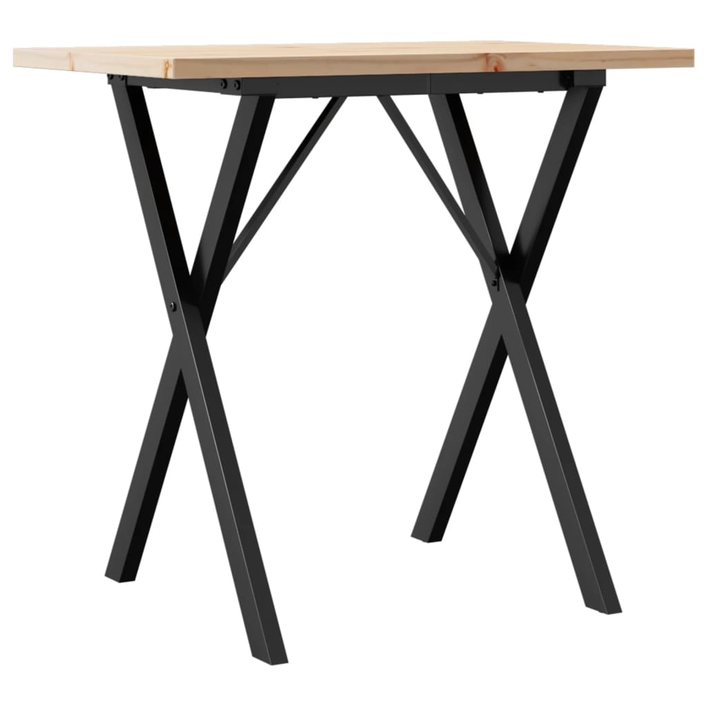 spisebord 80x50x75,5 cm X-stel massivt fyrretræ og stål