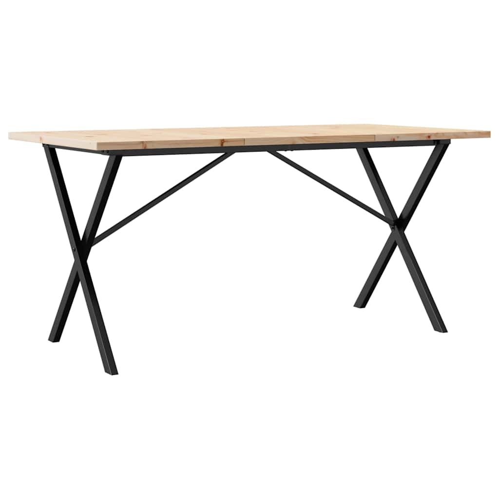 spisebord 140x80x75,5 cm X-stel massivt fyrretræ og stål