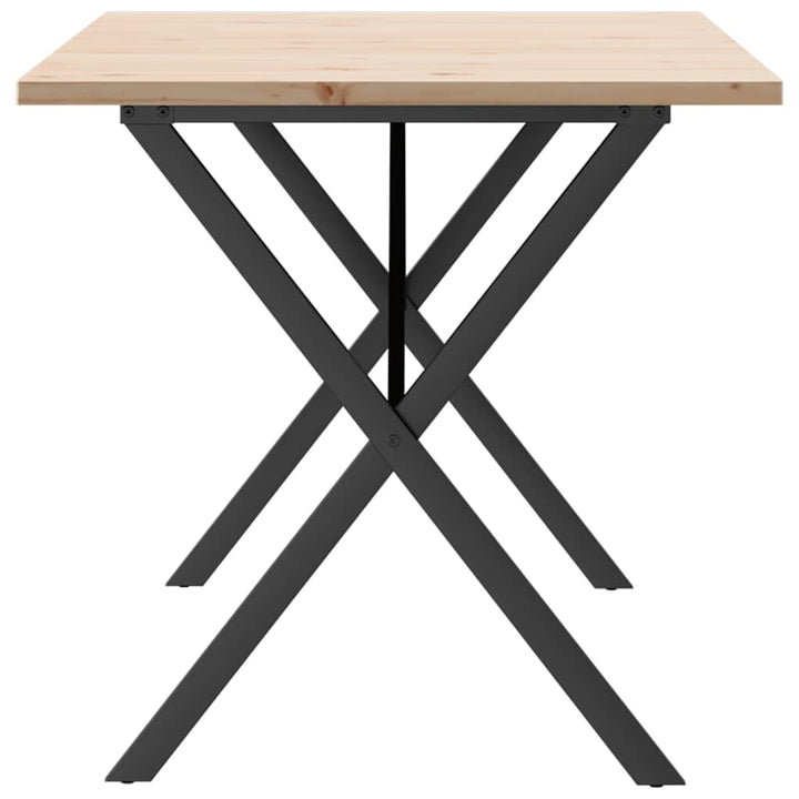 spisebord 140x80x75,5 cm X-stel massivt fyrretræ og stål
