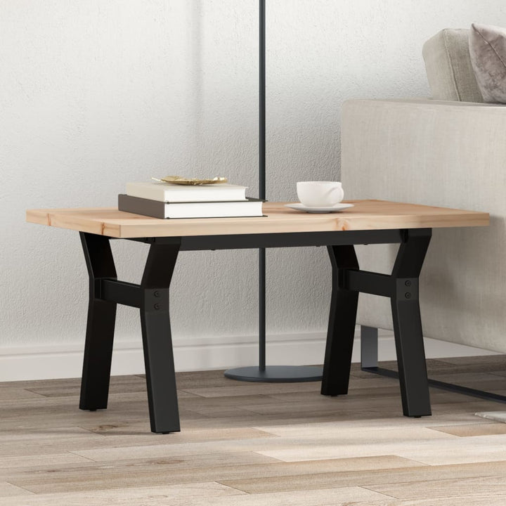 sofabord 80x50x40,5 cm Y-stel massivt fyrretræ og stål