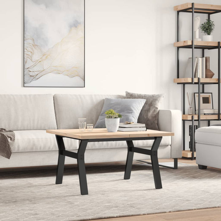 sofabord 80x80x45,5 cm Y-stel massivt fyrretræ og stål