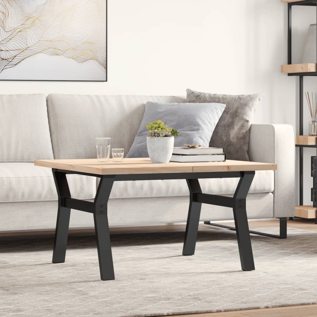 sofabord 80x80x45,5 cm Y-stel massivt fyrretræ og stål