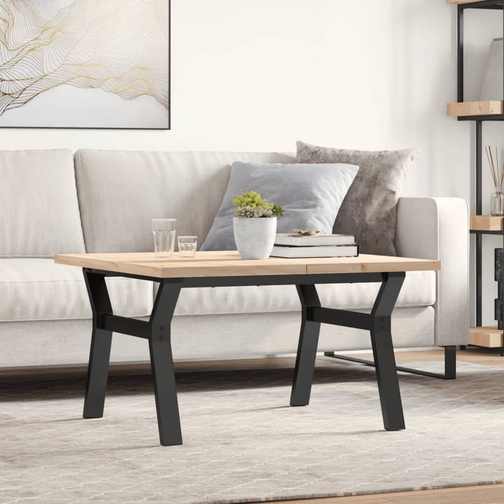 sofabord 80x80x45,5 cm Y-stel massivt fyrretræ og stål