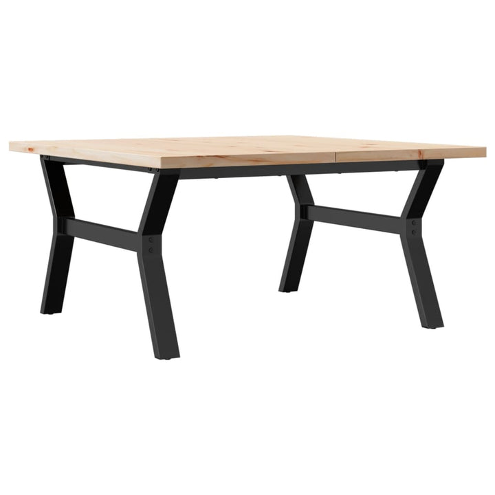 sofabord 90x90x45,5 cm Y-stel massivt fyrretræ og stål