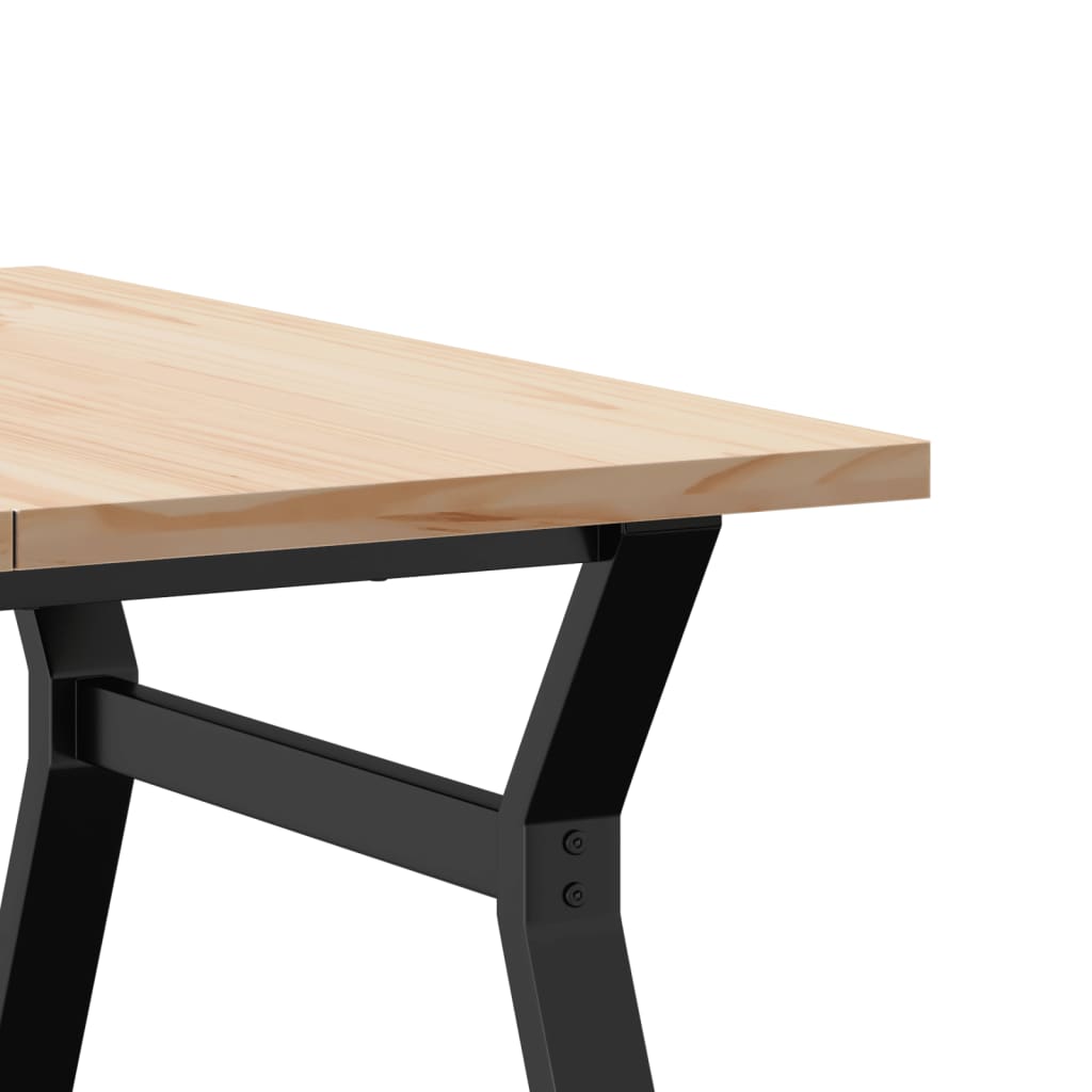 sofabord 90x90x45,5 cm Y-stel massivt fyrretræ og stål