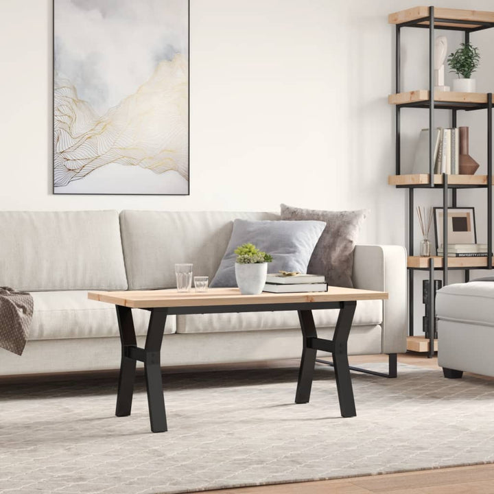 sofabord 100x50x45,5 cm Y-stel massivt fyrretræ og stål