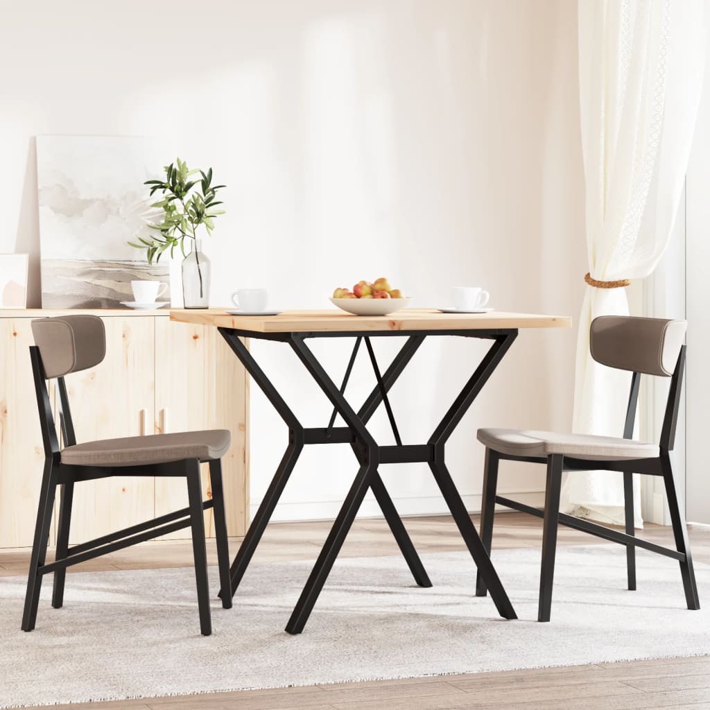 spisebord 80x80x75,5 cm Y-stel massivt fyrretræ og stål