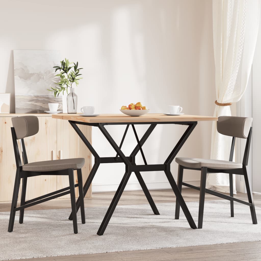 spisebord 90x90x75,5 cm Y-stel massivt fyrretræ og stål