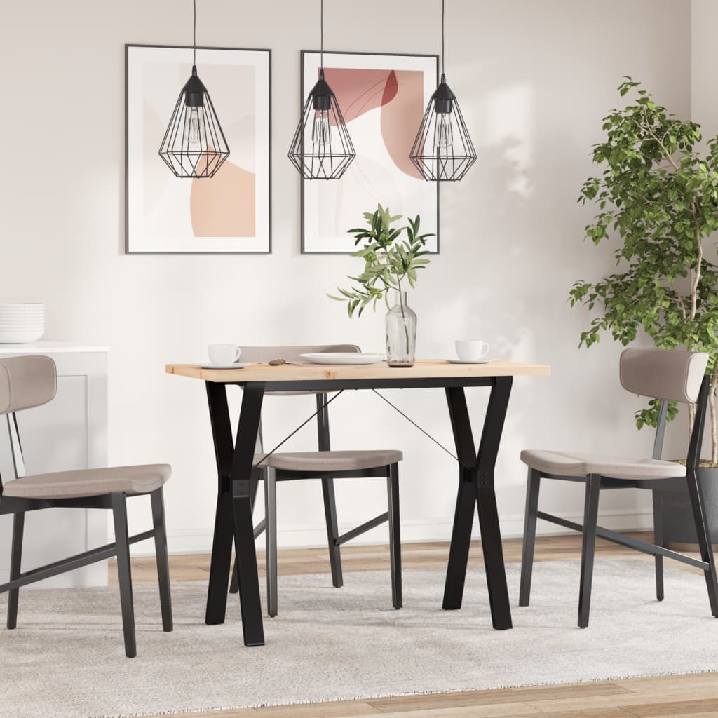 spisebord 100x50x75,5 cm Y-stel massivt fyrretræ og stål